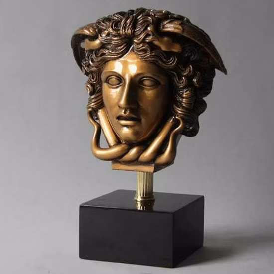 Greek Mythology Figure Statue Lost Wax Cast Bronze Medusa The Gorgon Head Bust Statue