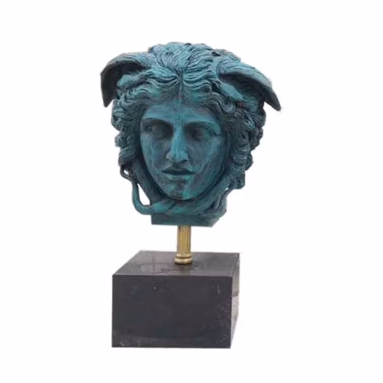 Greek Mythology Figure Statue Lost Wax Cast Bronze Medusa The Gorgon Head Bust Statue