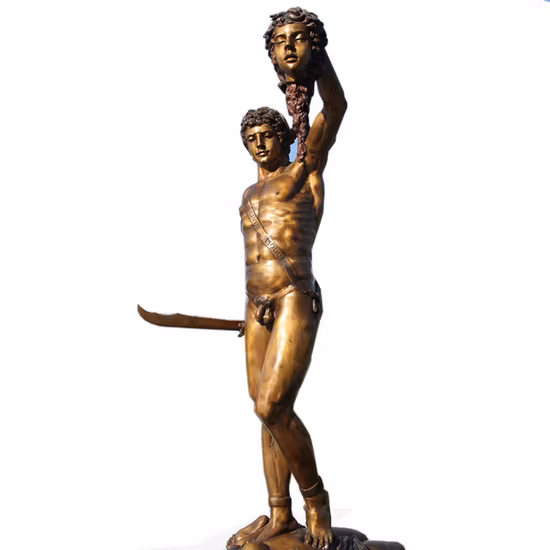 Mitologia greca Busto testa di gorgone scultura in bronzo a cera persa